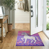 Whimsical Unicorn Area Rug with Rainbow Mane