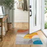 Vibrant Arched Multi-Color Geometric Rug