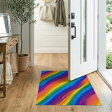 Vivid Rainbow Brushstroke Area Rug