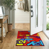 Bold Graffiti Break Free Skate Love Area Rug