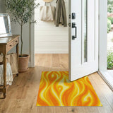 Vivid Orange Flame Abstract Area Rug