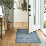 Blue Grid Distressed Geometric Area Rug