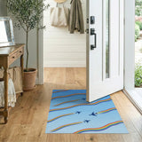 Rainbow Airplane Trails Washable Area Rug