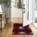 Red Rainbow Curtain Stage Area Rug