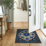Blue Lotus Cornflower Persian Medallion Rug