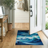 Crashing Blue Teal Ocean Wave Area Rug