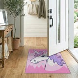 Sparkly Pink Unicorn Kids Cartoon Rug