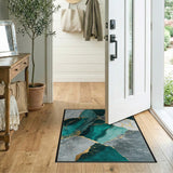 Teal Gold Marble Vein Abstract Area Rug