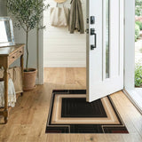 Black Geometric Layered Frame Area Rug