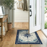 Nautical Compass Rose Blue Teal Area Rug
