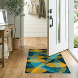 Teal Yellow Geometric Overlap Area Rug