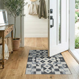 Grey Geometric Diamond Star Area Rug