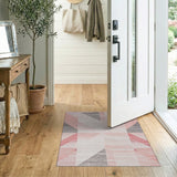 Pink Modern Geometric Pink Grey Area Rug