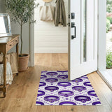 Purple Pet Collar Paw Print Area Rug