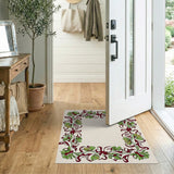 Ornate Green Floral Border Area Rug