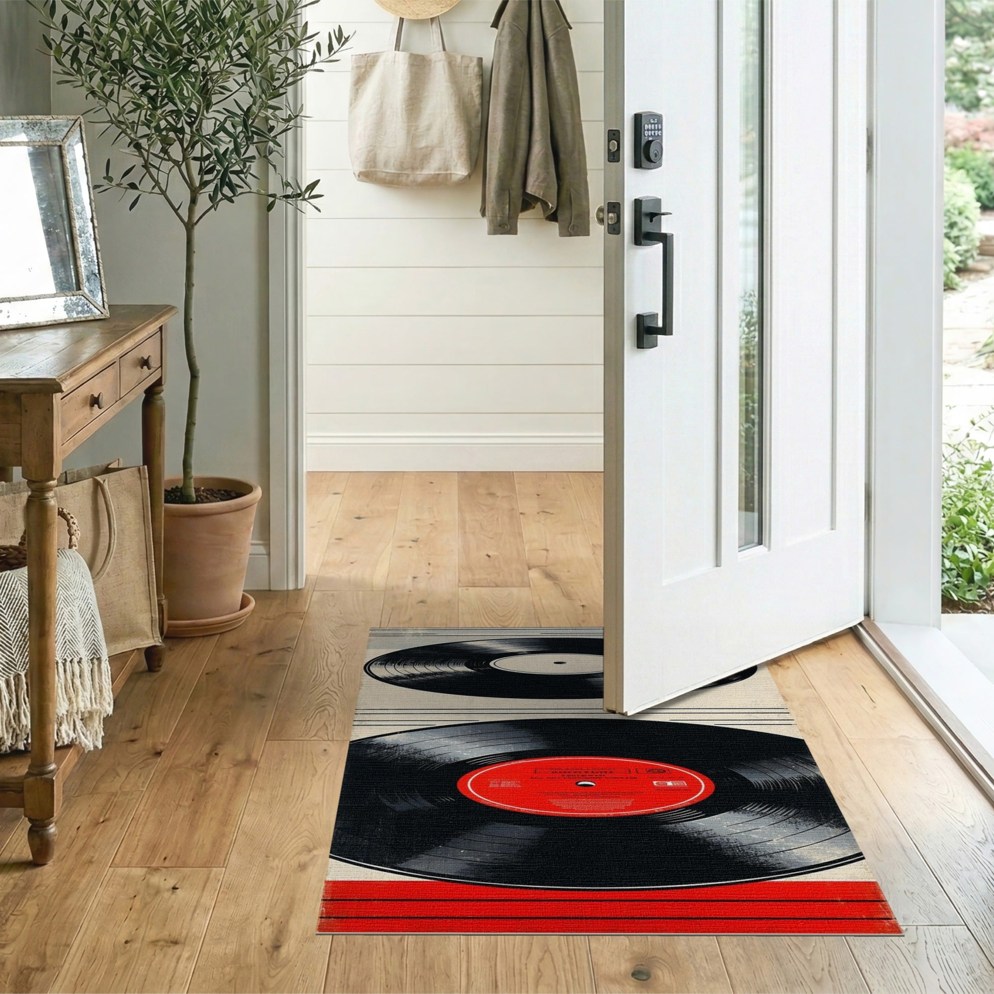 Vintage Vinyl Record Distressed Area Rug