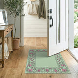 Exquisite Pink Lotus Floral Border Rug