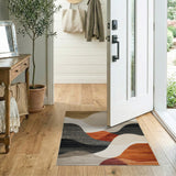 Abstract Area Beige and Neutral Abstract Wavy Neutral Area Rug