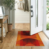 Fiery Red Geometric Abstract Area Rug