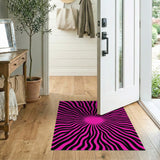 Bold Pink Black Sunburst Stripe Area Rug