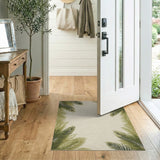 Green Palm Frond Coastal Beach Area Rug