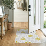 Gold Snowflake Blossom Pattern Area Rug