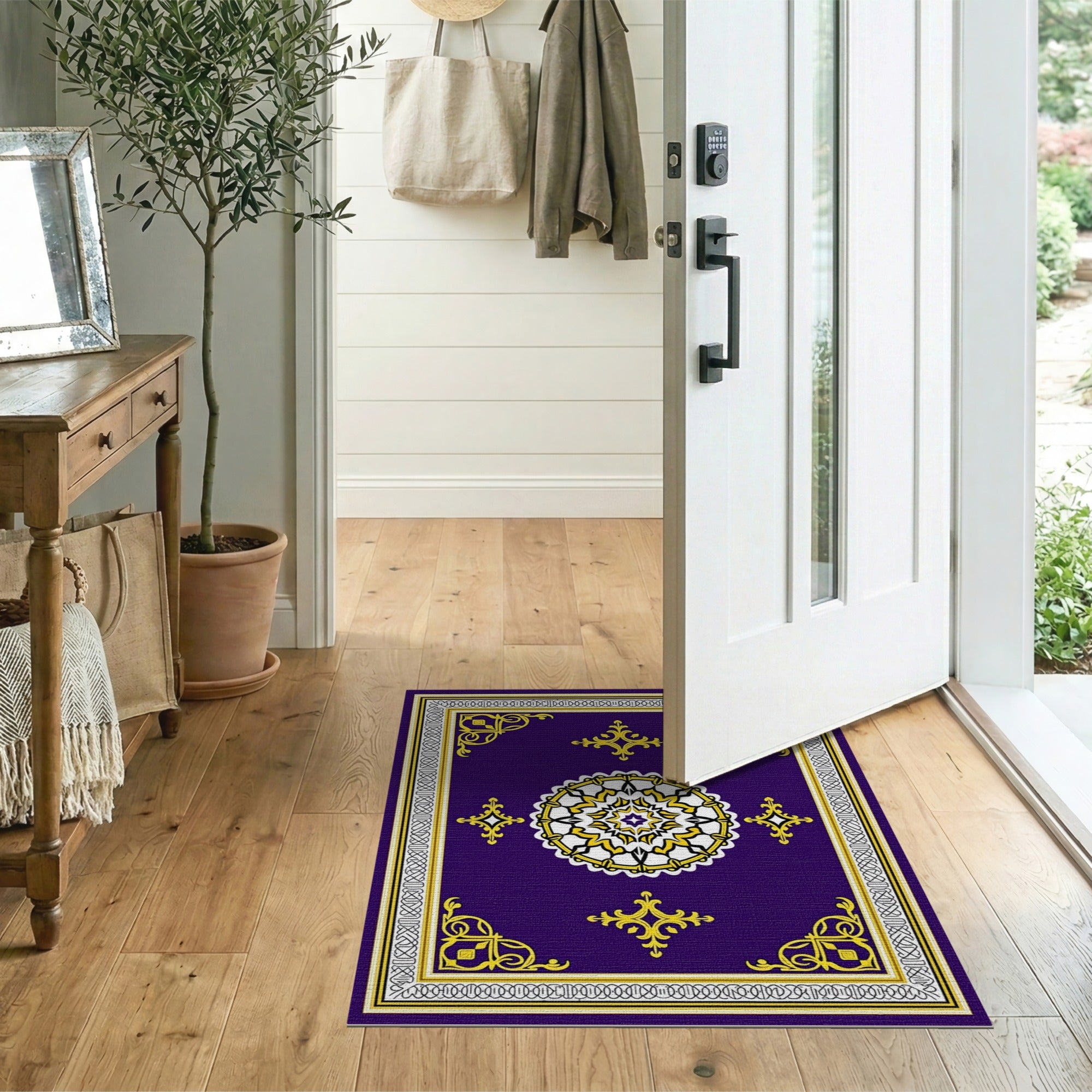 Purple Ornate Purple Mandala Persian Area Rug