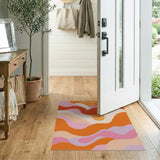 Multi-color and Patterns Vibrant Wavy Abstract Multi-Color Area Rug