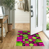 Vibrant Lime Slices Geometric Area Rug
