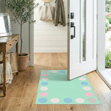 Mint Green Pastel Polka Dot Area Rug