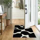 Bold Organic Abstract Black White Area Rug