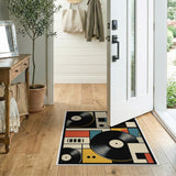 Geometric Vinyl Records Area Rug