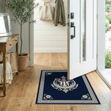 Navy Ornate Medallion Floral Area Rug