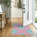 Pink Blue Persian Medallion Area Rug