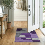 Purple Gray Geometric Abstract Area Rug