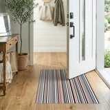 Bold Black Orange Vertical Stripe Area Rug
