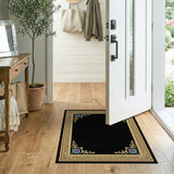 Multi-color and Patterns Ornate Gold Floral Frame Area Rug