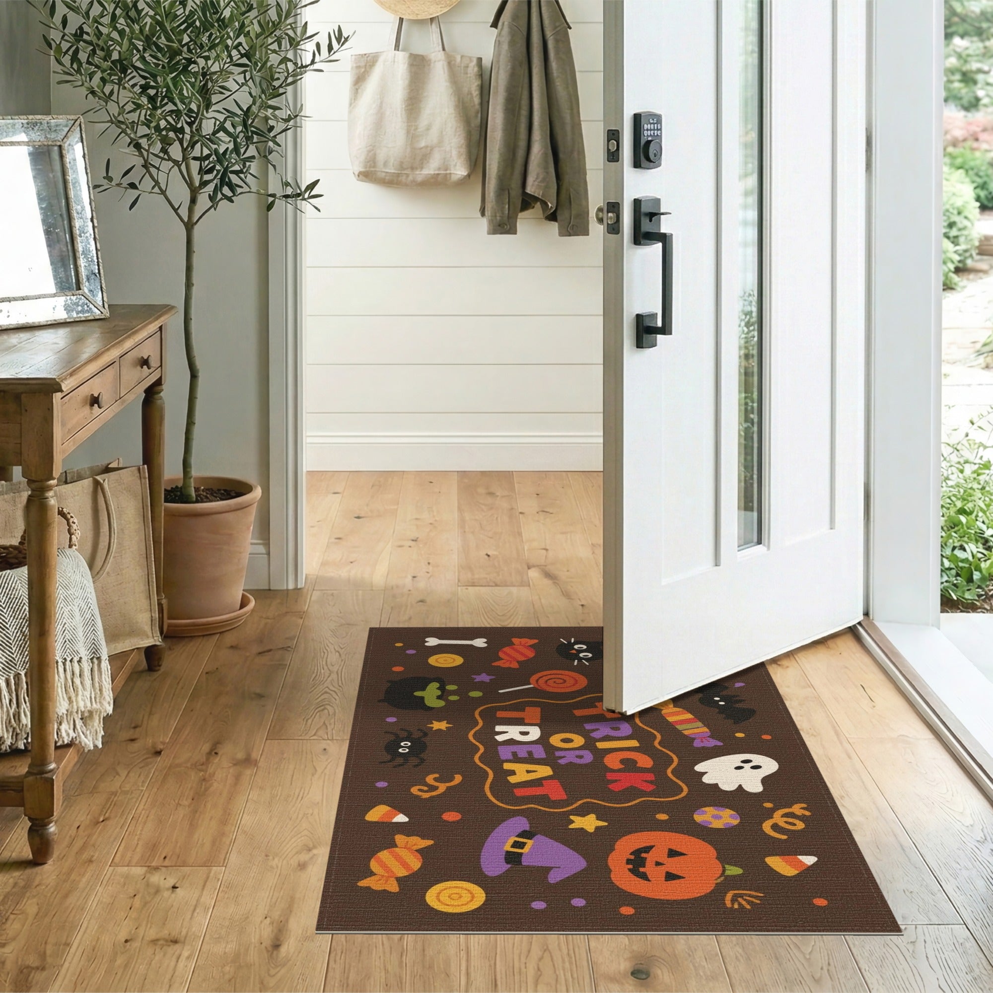 Multi-color and Patterns Trick or Treat Halloween Kids Area Rug