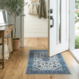 Indigo Blue Persian Floral Area Rug
