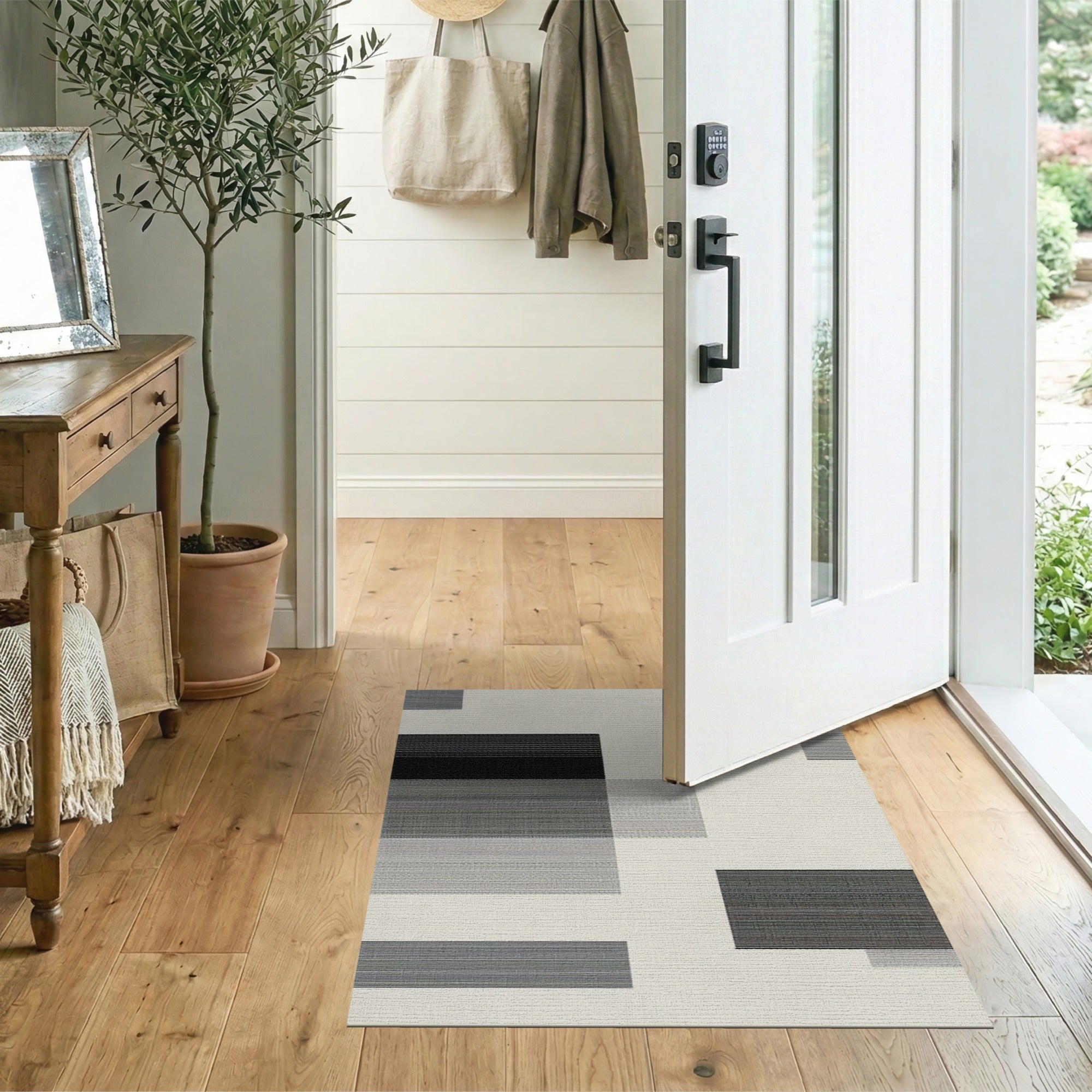 Geometric Modern Black and White Modern Black White Striped Geometric Rug