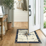 Vintage Nautical Compass Blue Area Rug