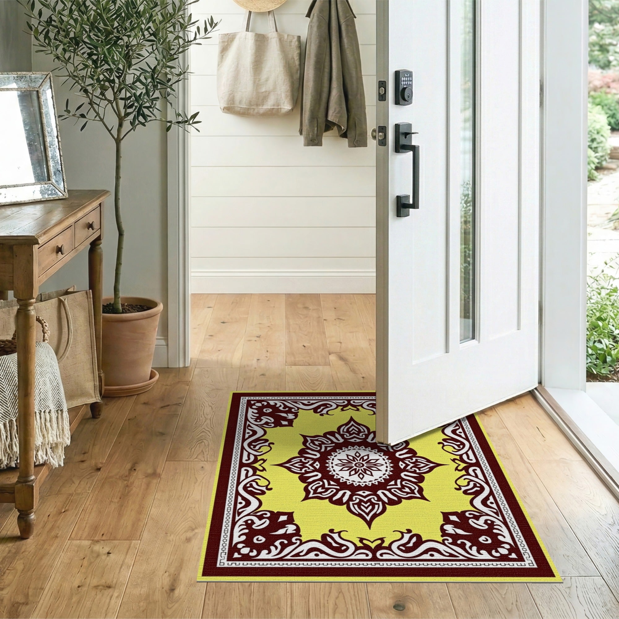Yellow Vibrant Yellow Mandala Persian Area Rug