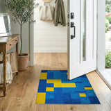 Bold Blue and Yellow Geometric Area Rug