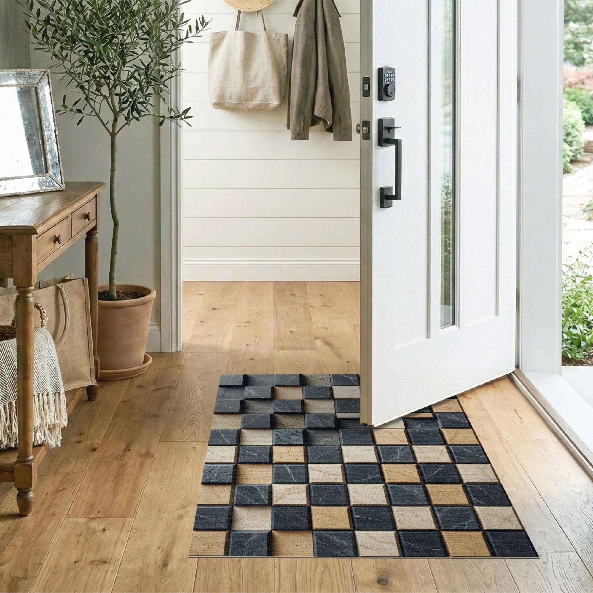 Geometric 3D Marble Cube Area Rug