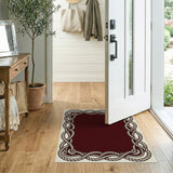 Nautical Rope Border Red Area Rug
