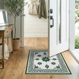 Ornate Green Floral Persian Traditional Persian Area Rug