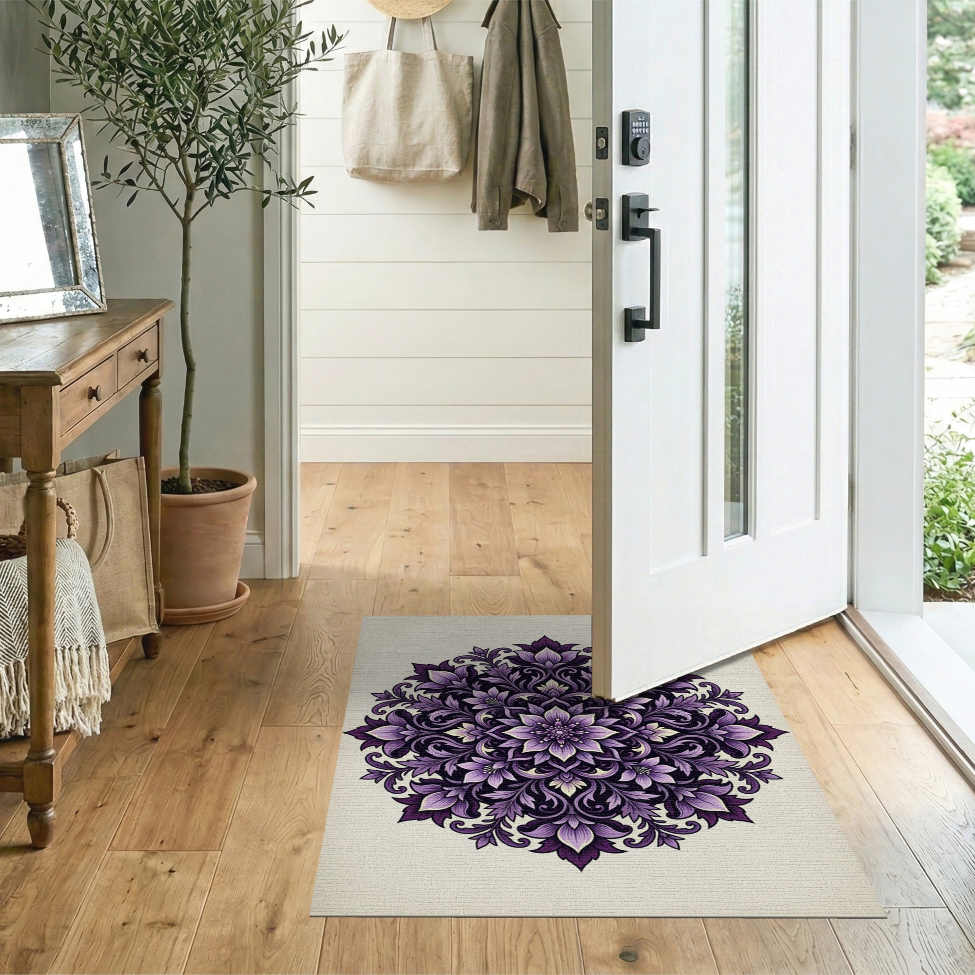 Intricate Purple Mandala Floral Rug
