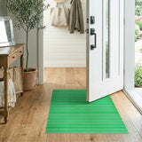 Vibrant Green White Striped Woven Area Rug