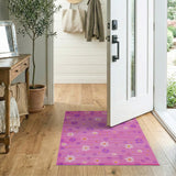 Playful Pink Floral Scatter Area Rug