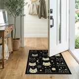 Starry Cosmic Cats Black Gold Area Rug